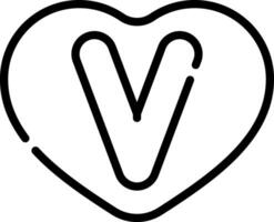 A heart shaped v with the letter v in it vector