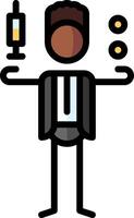 A man holding a syringe and a bottle vector