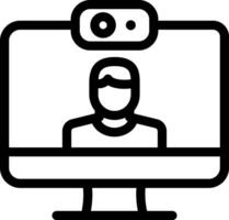 A person is sitting in front of a computer monitor vector