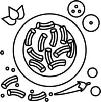 A plate with pasta and vegetables on it vector