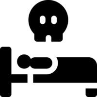 A black and white image of a skull in bed vector