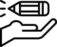 A hand holding a pencil and a light bulb vector