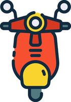 A red scooter with yellow and orange colors vector