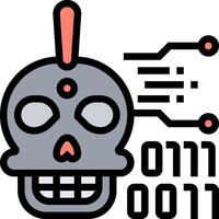 A robot skull with a red dot on it vector