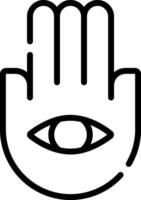 A hand with an eye on it, with a hamsa symbol vector