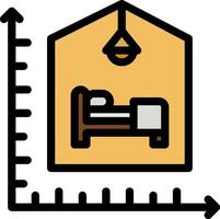 A bed and a ruler are shown in a house vector