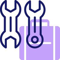 A purple and white icon with two wrenches vector