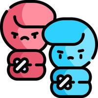 Two cartoon characters with one holding a blue and pink one vector