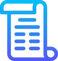 A blue and white icon of a scroll vector