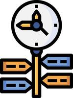 A clock and arrow pointing to a direction vector