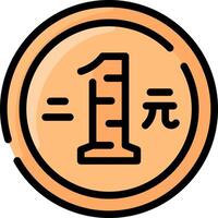 A coin with the number one in chinese characters vector