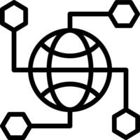 A black and white image of a globe with hexagons around it vector