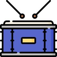 Drum icon with two sticks and a drum vector