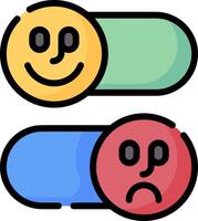 Two colorful buttons with emoticions on them vector