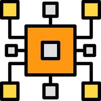 An orange and yellow computer chip icon vector