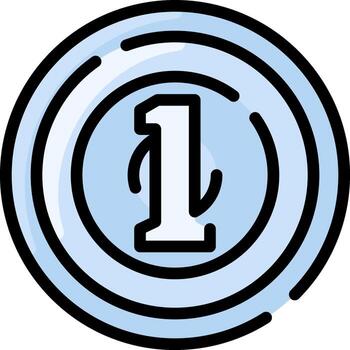 A blue button with the number one in it vector