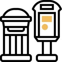 A black and white image of a mailbox and a trash can vector