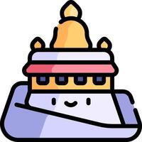 A cartoon building with a smiley face vector