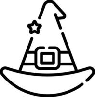 A black and white outline of a witch hat vector