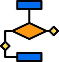 A diagram of a computer with a blue and orange arrow vector
