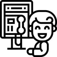 A man is standing in front of a computer vector