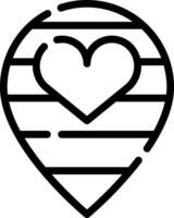 A heart shaped pin with a line drawn around it vector