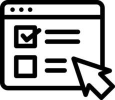 A black and white icon of a check box and a mouse pointer vector