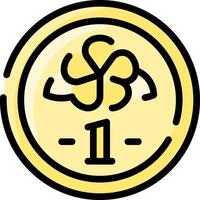A yellow coin with the number one on it vector