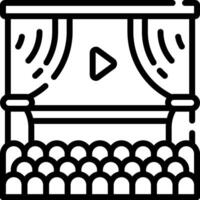 A black and white image of a theater with a play button vector