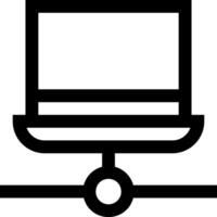A black and white image of a laptop on a table vector