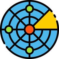 A blue and yellow circle with a green arrow pointing to it vector