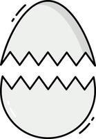 An egg with a broken shell and a white outline vector