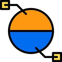 A blue and orange circle with a yellow line vector