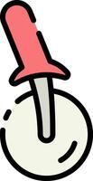 A pink and white object with a red handle vector