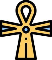 An egyptian cross with a blue and yellow design vector
