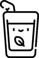 A black and white drawing of a drink with a straw vector