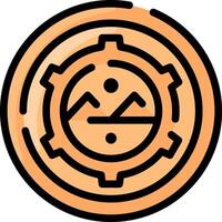 An orange coin with a symbol on it vector