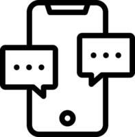 A black and white image of two speech bubbles on a phone vector
