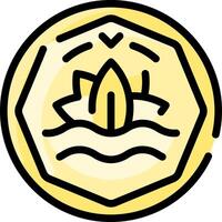 A yellow coin with a surfboard on it vector