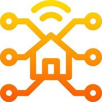 A house with wifi and a network icon vector