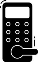 A black and white image of a calculator with a spoon vector