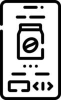 A black and white icon of a jar with a coffee cup vector