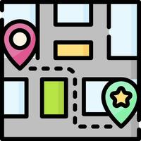 A map with a pin pointing to a location vector