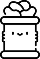 A black and white drawing of a box with a face vector
