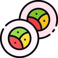Two colorful plates with different colored faces on them vector