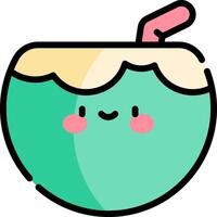 Coconut drink with straw and smiley face vector