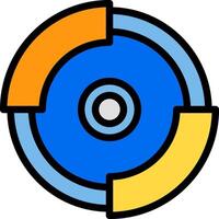 A blue and orange disk with a circle in the middle vector