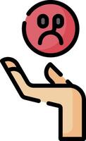 A hand holding a sad face on it vector