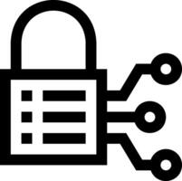 A black and white image of a padlock with a computer vector
