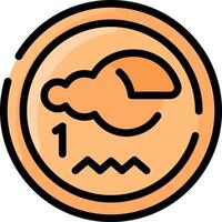 A coin with a cloud and a wave on it vector